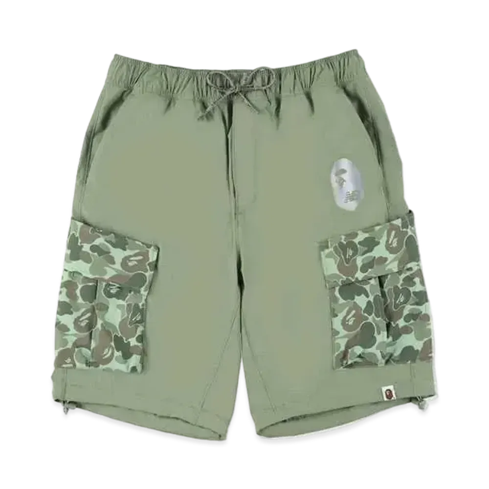 A BATHING APE NEW BALANCE SHORTS "Olive"
