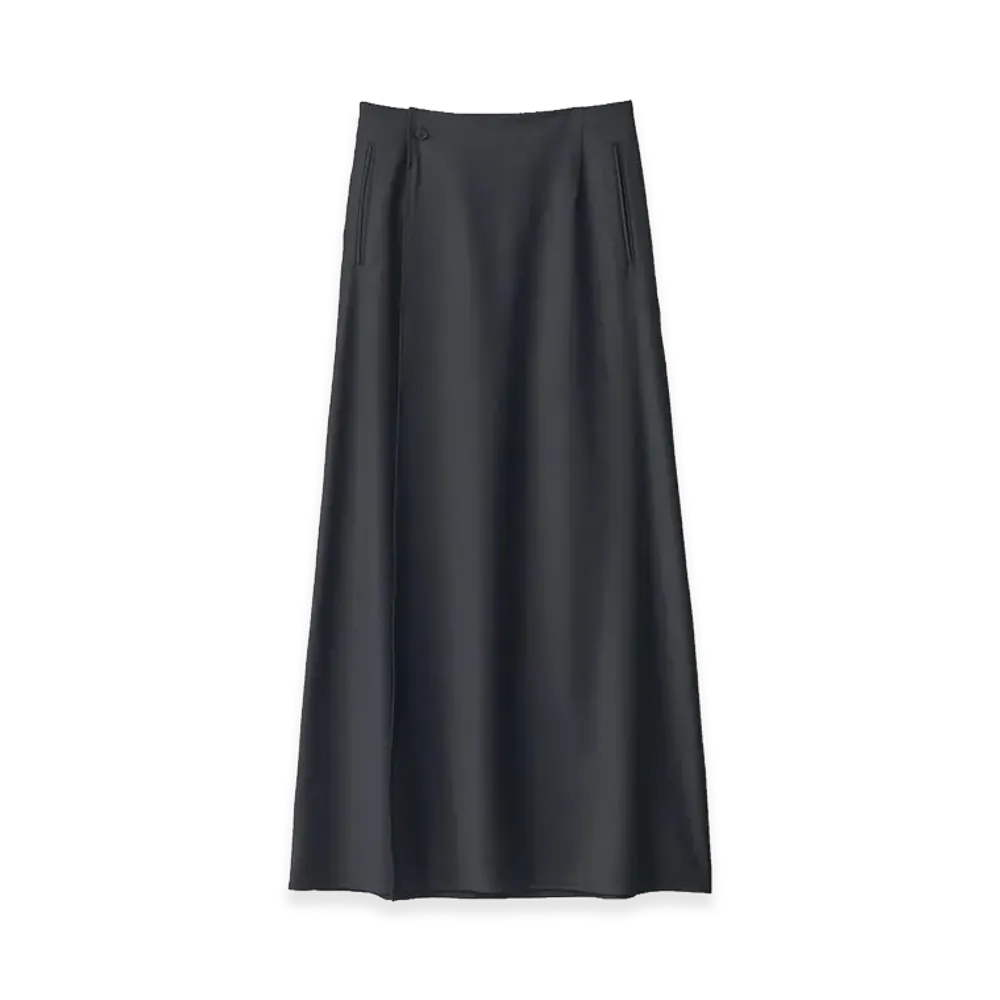 ssstein Women's Wool Silk Wrap Skirt "Black"