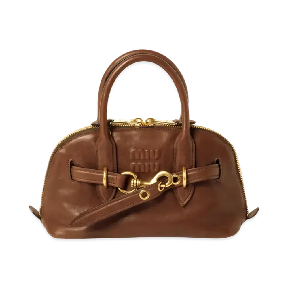 MIUMIU Aventure Nappa Leather Top Handle Bag "Brown"