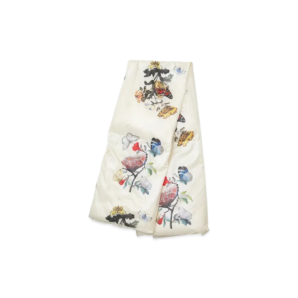 UNDERCOVER All-Over Pattern Nylon Padded x Wool Knit Combination Stole "Ivory Base"