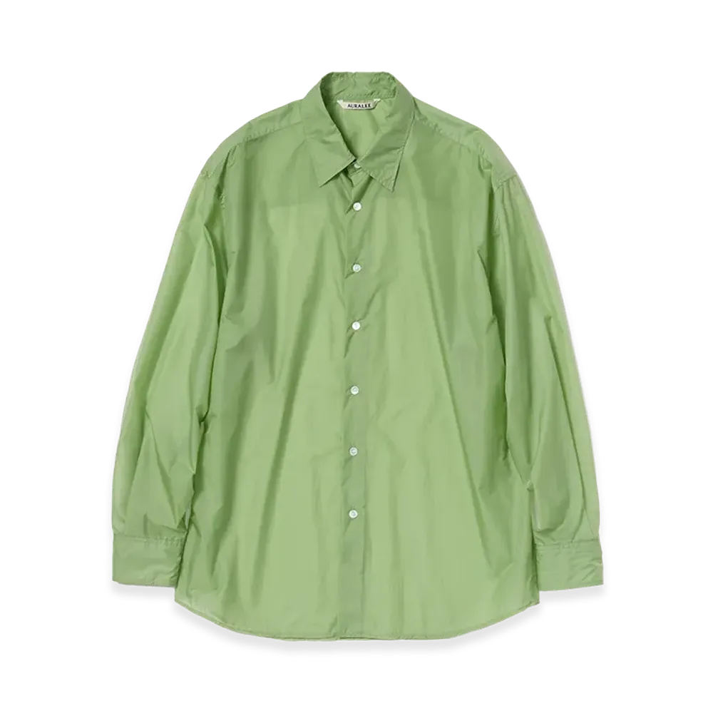 AURALEE Sheer Nylon Ripstop Shirt "Light Green"