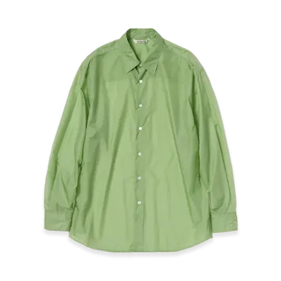 AURALEE Sheer Nylon Ripstop Shirt "Light Green"