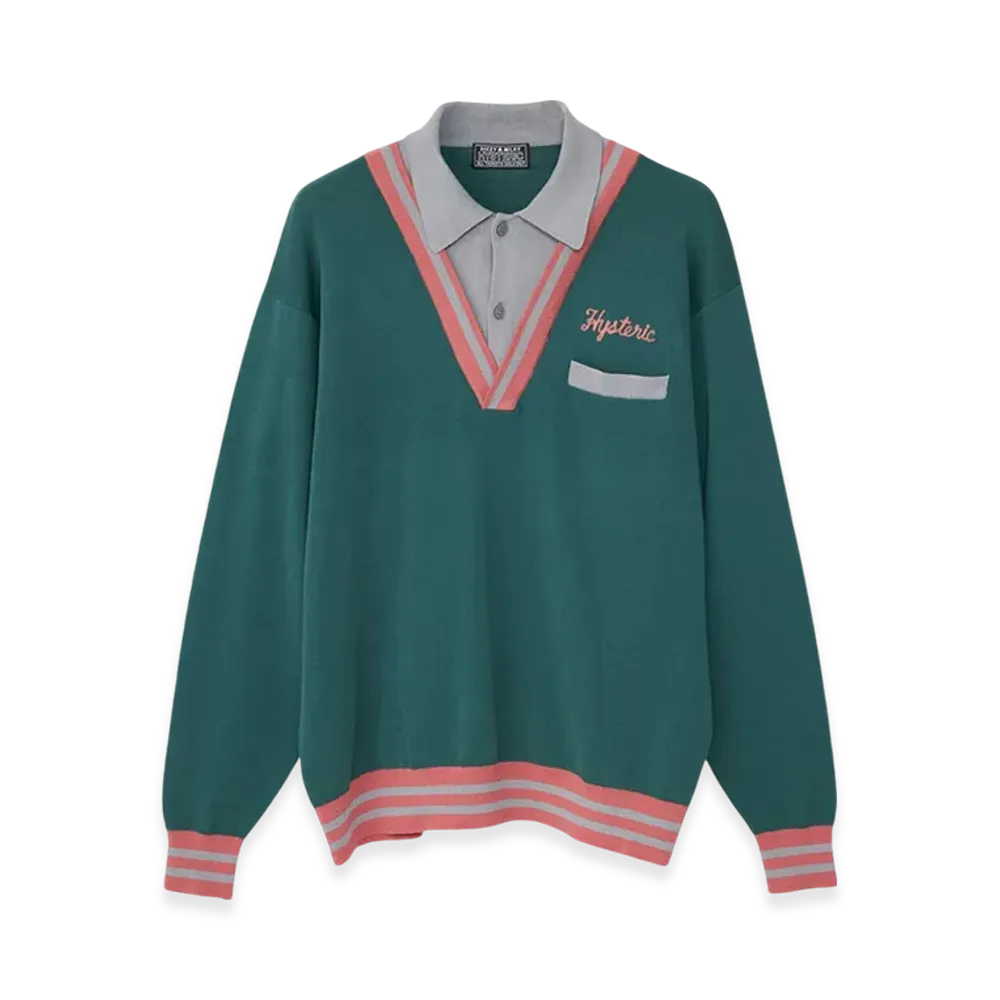 HYSTERIC GLAMOUR Hysteric Embroidered Collared Sweater "Green"
