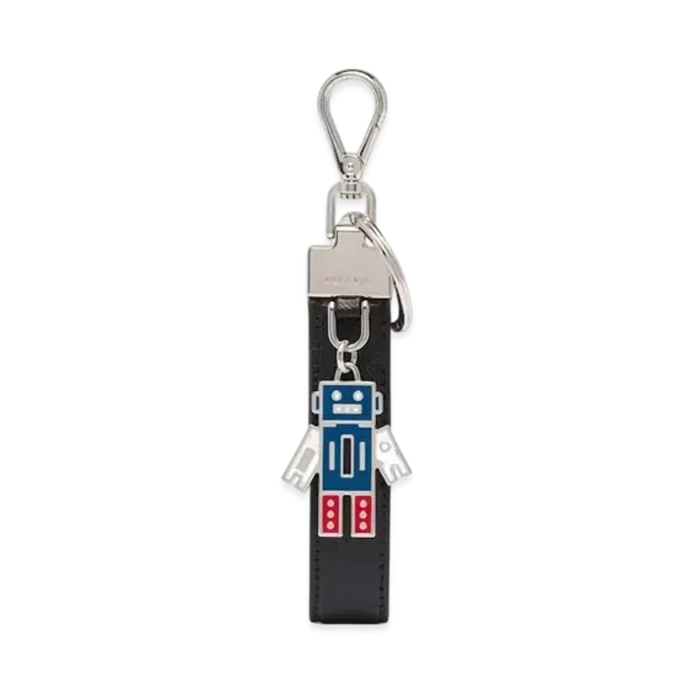 PRADA Saffiano Leather Keychain "Black"