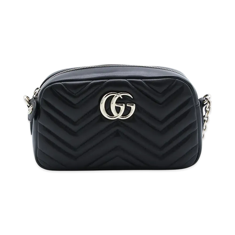 GUCCI Women's Nappa Leather GG Marmont Crossbody Bag "Black"