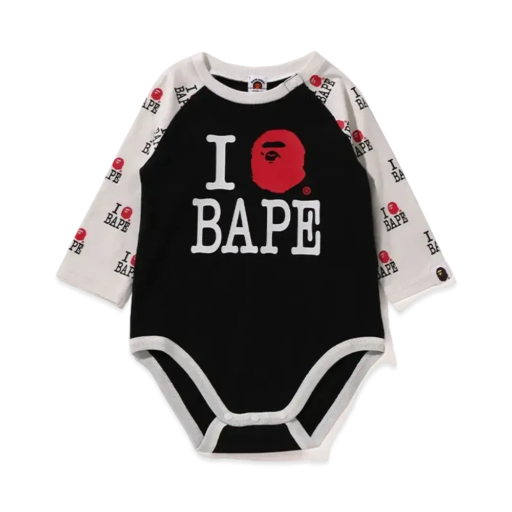 A BATHING APE I Love Bape Baby Bodysuit "Black"
