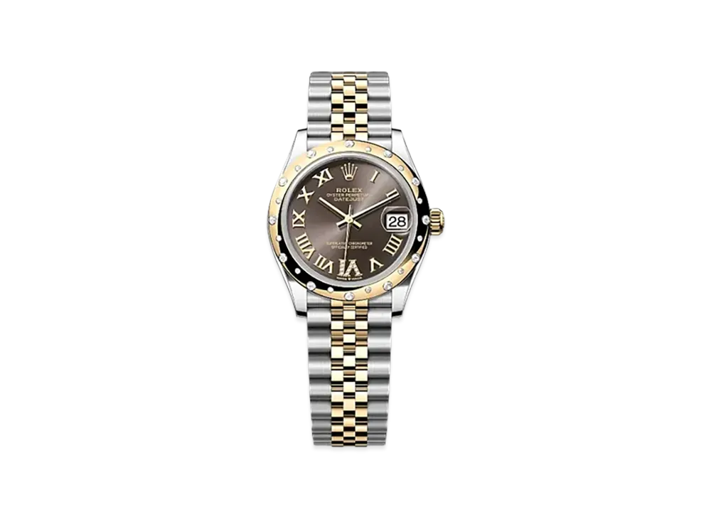 ROLEX Datejust 31mm Oystersteel & Yellow Gold Diamond 278343RBR "Dark Grey"