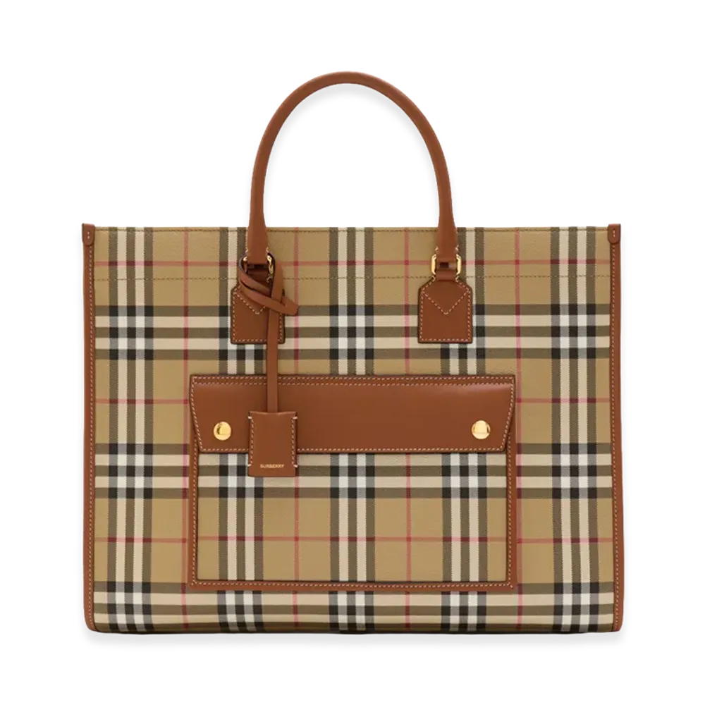 Burberry Women's Medium Freya Tote "Vintage Check/Briar Brown"