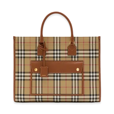 Burberry Women's Medium Freya Tote "Vintage Check/Briar Brown"