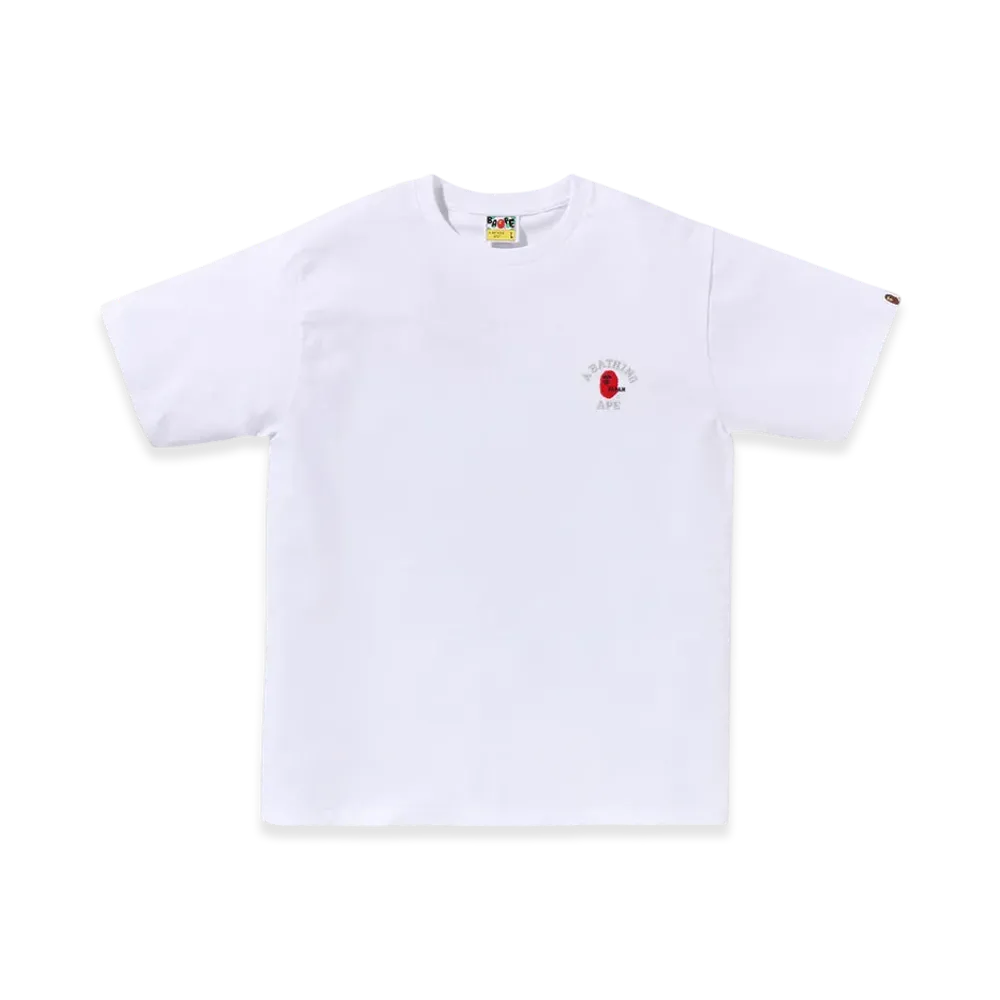 A BATHING APE College One Point Embroidery Tee "White"