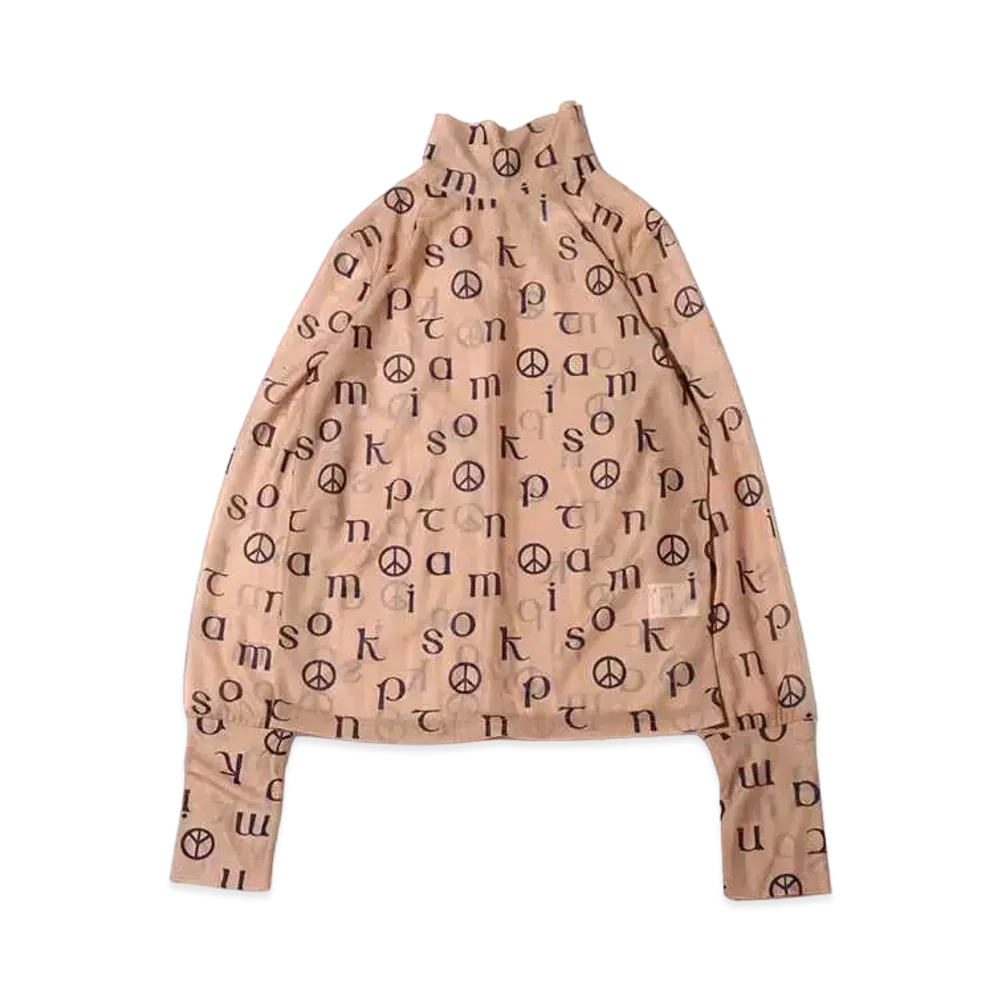atmos pink Allover Pattern See-Through Tops "Beige"