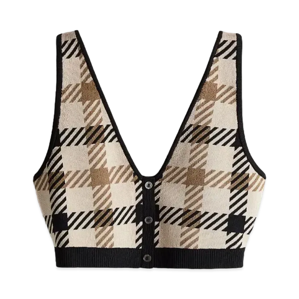 rokh x H&M Jacquard Knit Bra Top "Light Beige/Check"