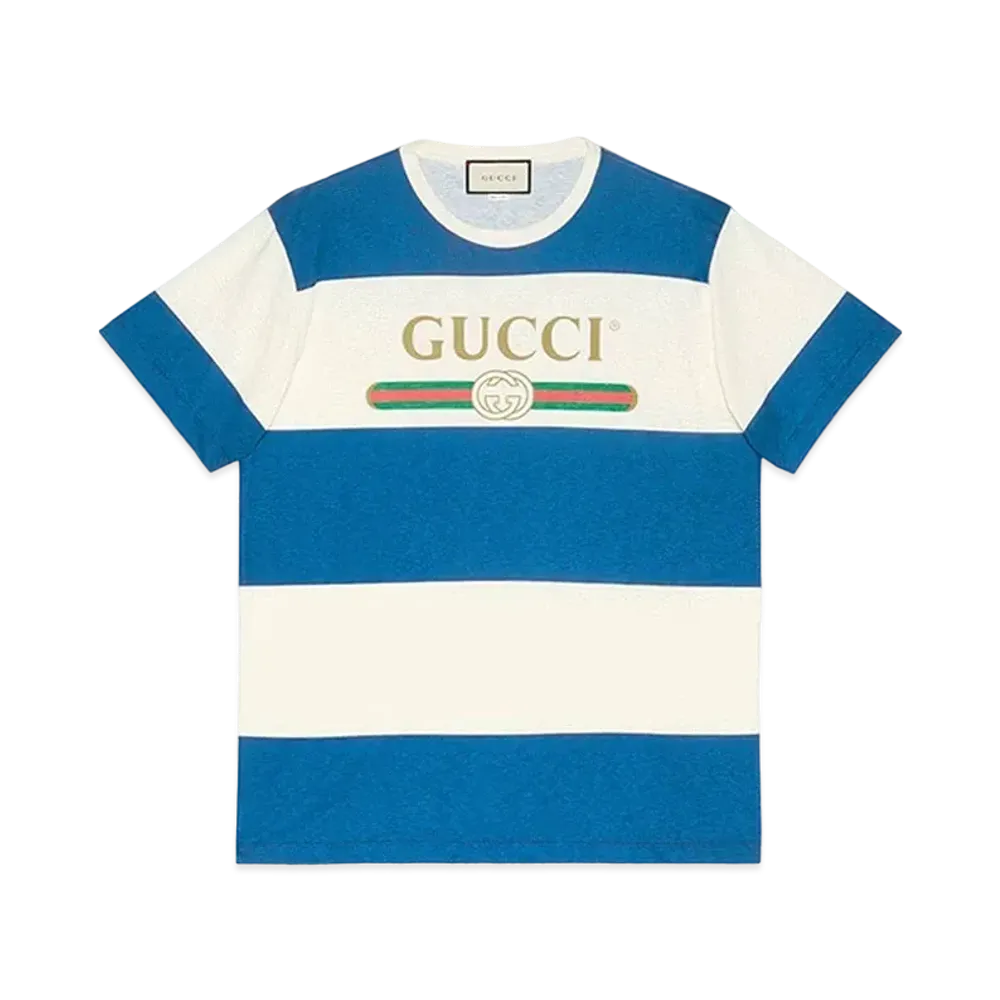 GUCCI Logo Stripe T-Shirt "Blue"