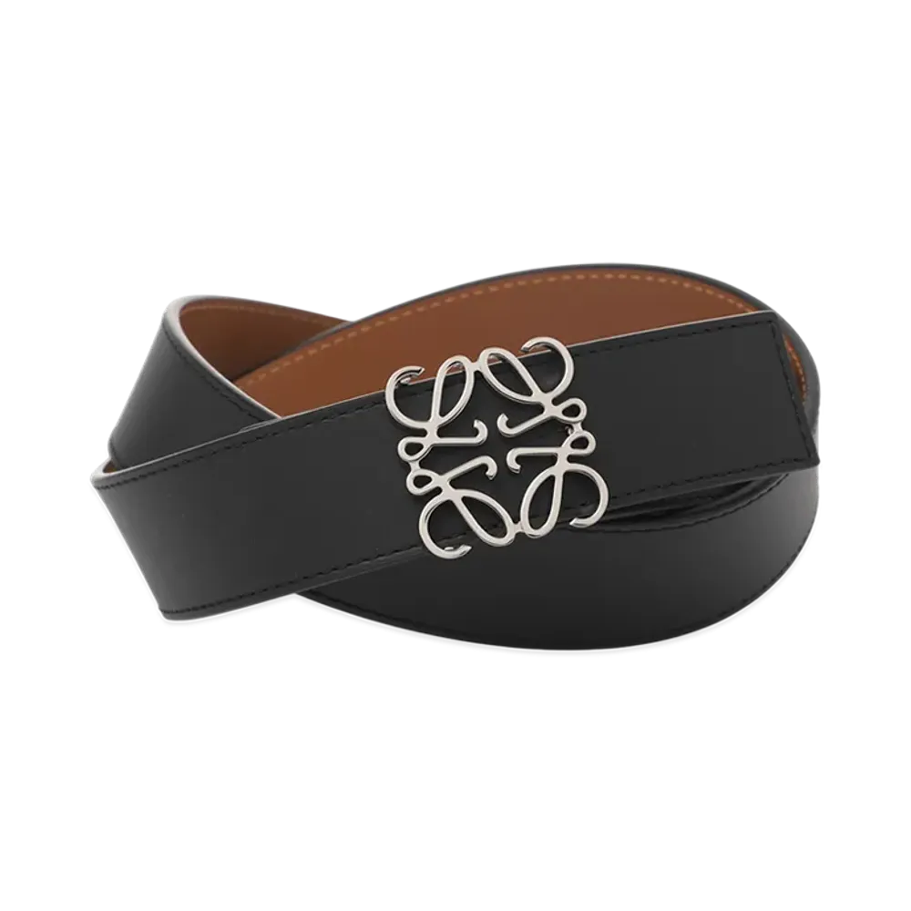LOEWE Reversible Anagram Belt 3.5cm "Black/Tan/Palladium"