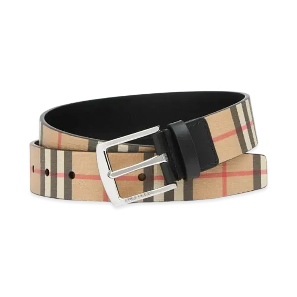 Burberry Vintage Check E Canvas & Leather Belt