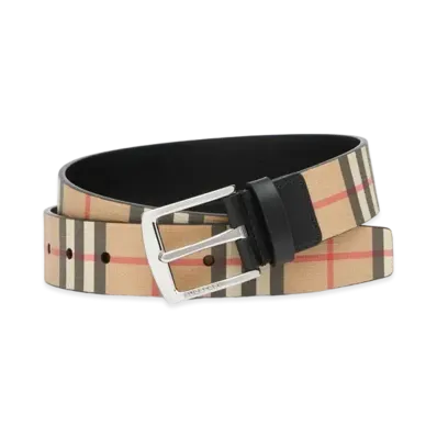 Burberry Vintage Check E Canvas & Leather Belt