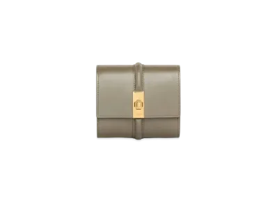 CELINE Small Trifold Wallet In Shiny Calfskin "Army Green"