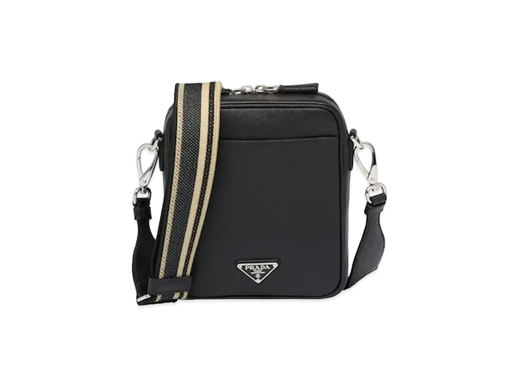PRADA Saffiano Leather Shoulder Bag "Black"
