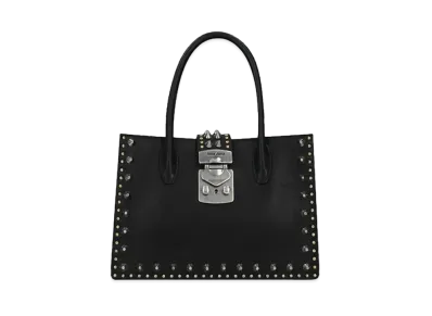Madras Leather Handbag With MIU MIU Studs "Black"