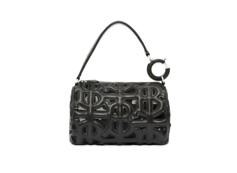 Burberry Small Quilting Monogram Lambskin Rhombi Bag "Black"