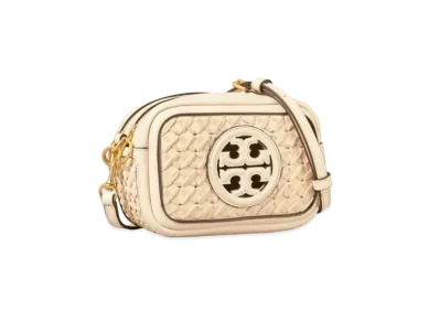 TORY BURCH Perry Bomb Straw Woven Mini Bag "New Cream"