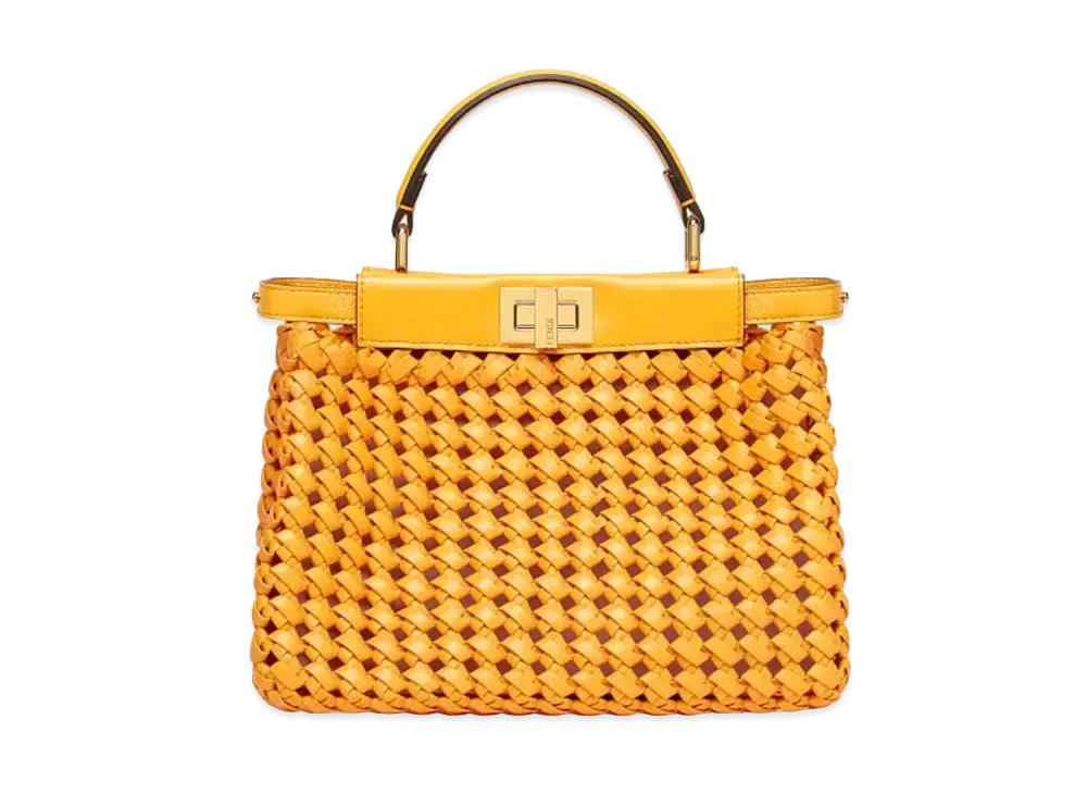 FENDI Peekaboo Mini Braided Leather Bag "Orange"