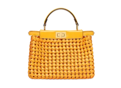 FENDI Peekaboo Mini Braided Leather Bag "Orange"