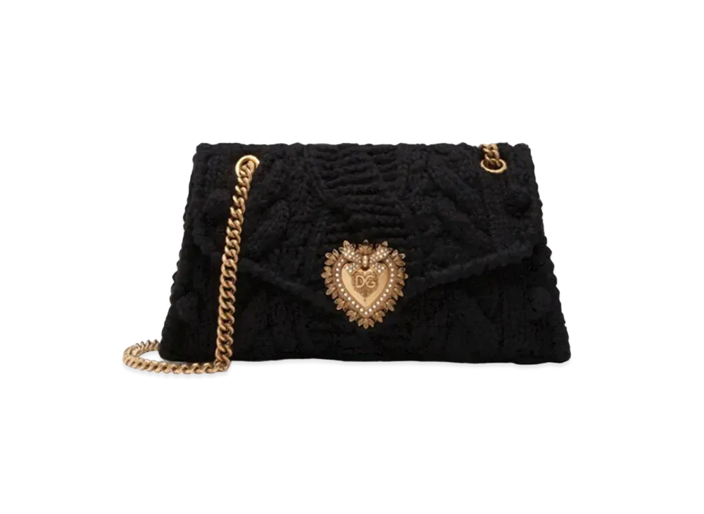Dolce&Gabbana Devotion Shoulder Bag Large Knit "Black"
