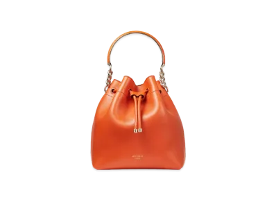 JIMMY CHOO BON BON BUCKET Curf Leather Bucket Bag "Amber Orange"
