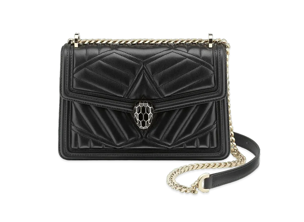 BVLGARI Serpenti Diamond Blast Shoulder Bag "Black"