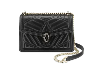BVLGARI Serpenti Diamond Blast Shoulder Bag "Black"