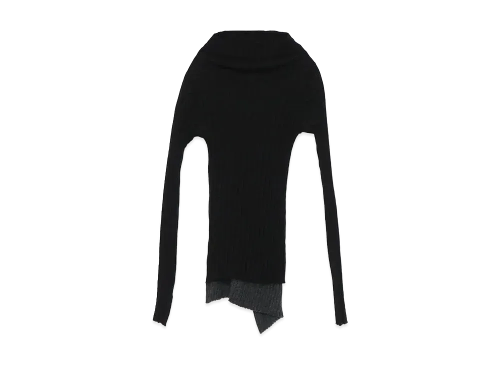 Yohji Yamamoto Y's GAUZE WIDE MIX UP OFF NECK 2 LAYERS T "Black"