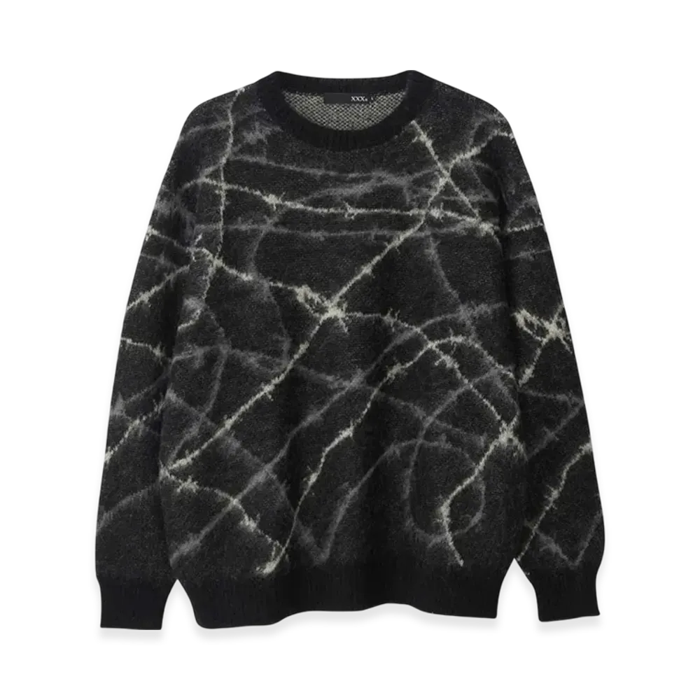 HYSTERIC GLAMOUR Barbed Wire Jacquard Sweater "Black/Multicolor"