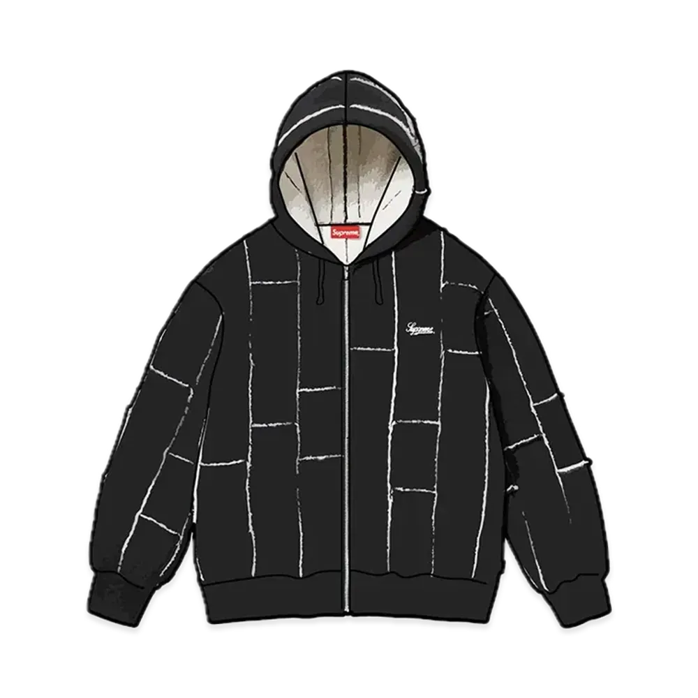 Supreme Faux Shearling Zip Up Hooded Sweatshirt "Black"