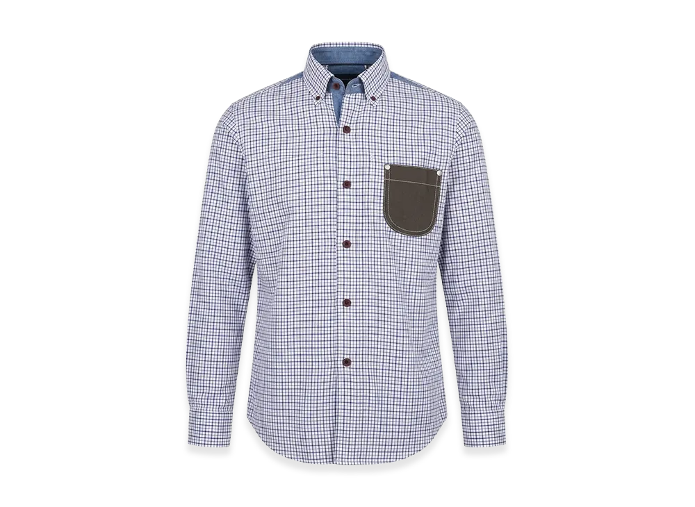 JUNYA WATANABE MAN Elbow Patch Cotton Check Shirt "Blue"