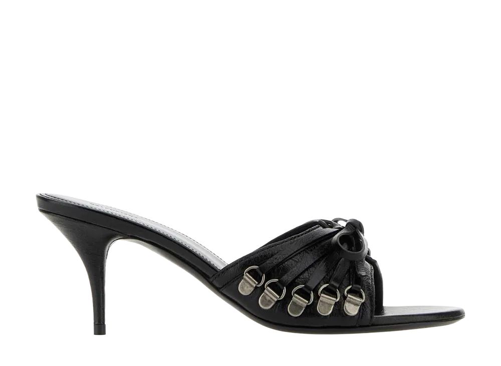 BALENCIAGA Women's Leather Cagole Mules "Black"