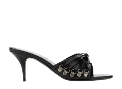 BALENCIAGA Women's Leather Cagole Mules "Black"