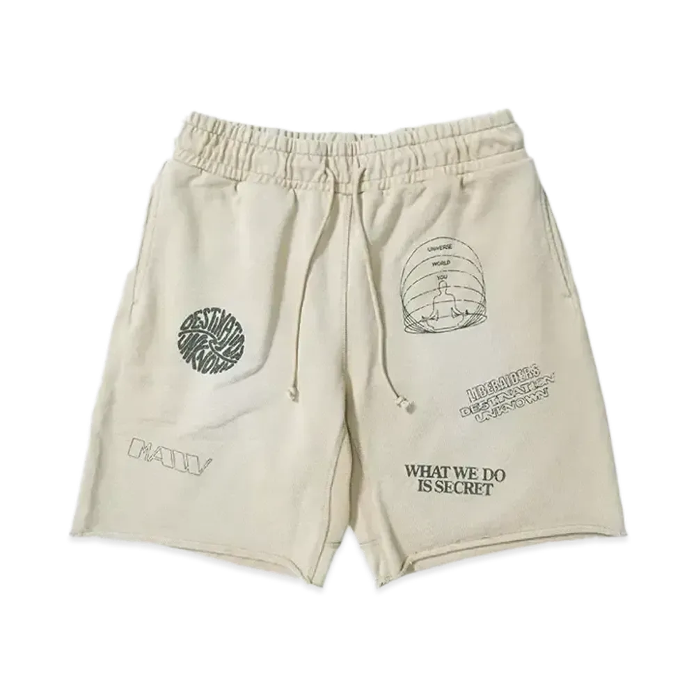 Liberaiders HANDWRITING PRINT SWEAT SHORTS "BEIGE"