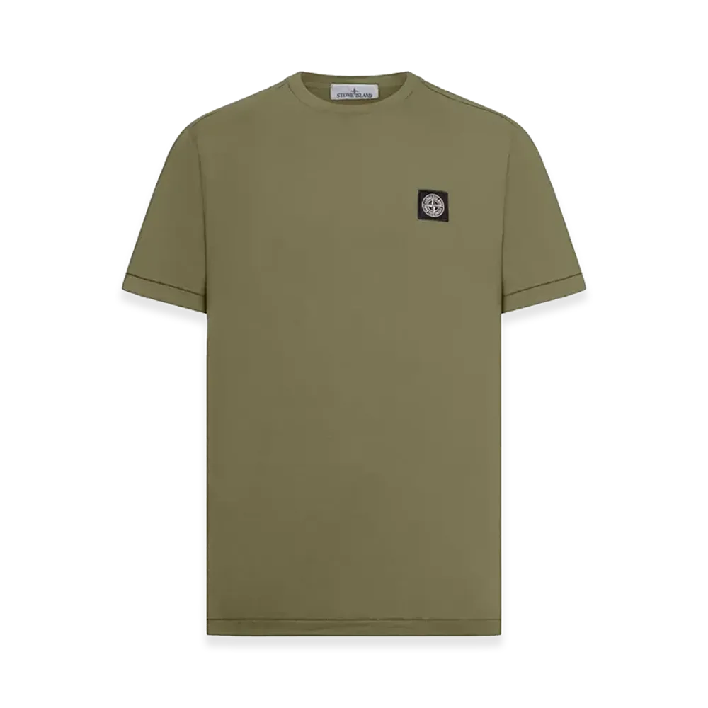 ストーンアイランド スリムフィット コットン ジャージー Tシャツ コンパス パッチ付き "グリーン"