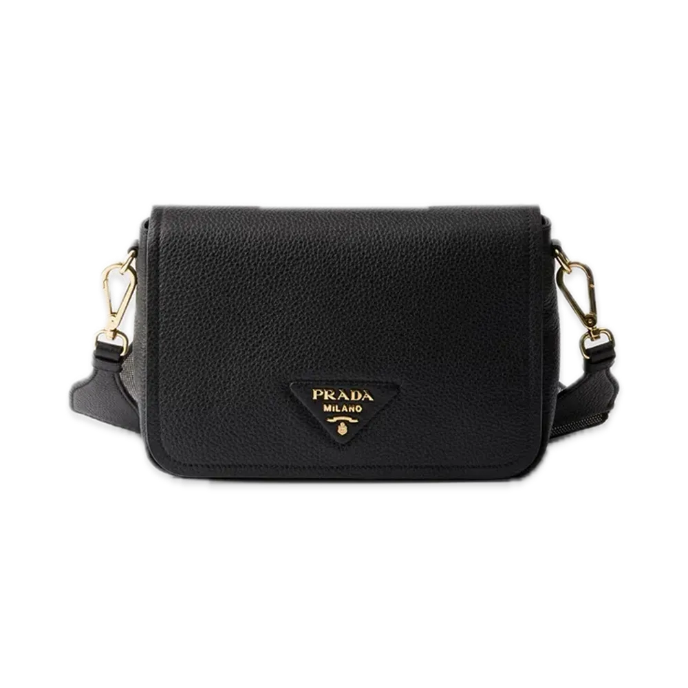 PRADA Vitello Daino Soft Leather Shoulder Bag "Black"