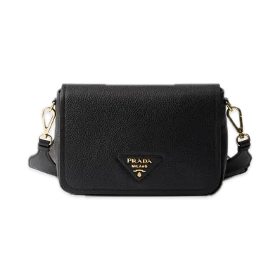 PRADA Vitello Daino Soft Leather Shoulder Bag "Black"