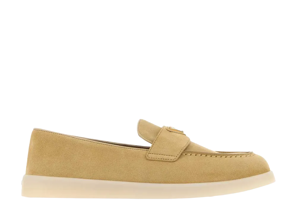 PRADA Women's Logo Loafers "Beige"