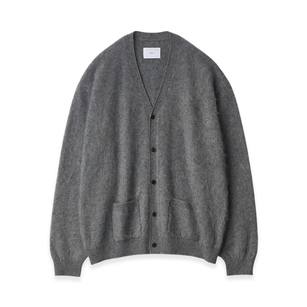 ssstein Cashmere Shaggy Knit V Neck Cardigan "Grey"