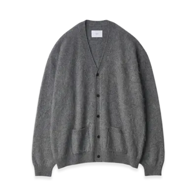 ssstein Cashmere Shaggy Knit V Neck Cardigan "Grey"