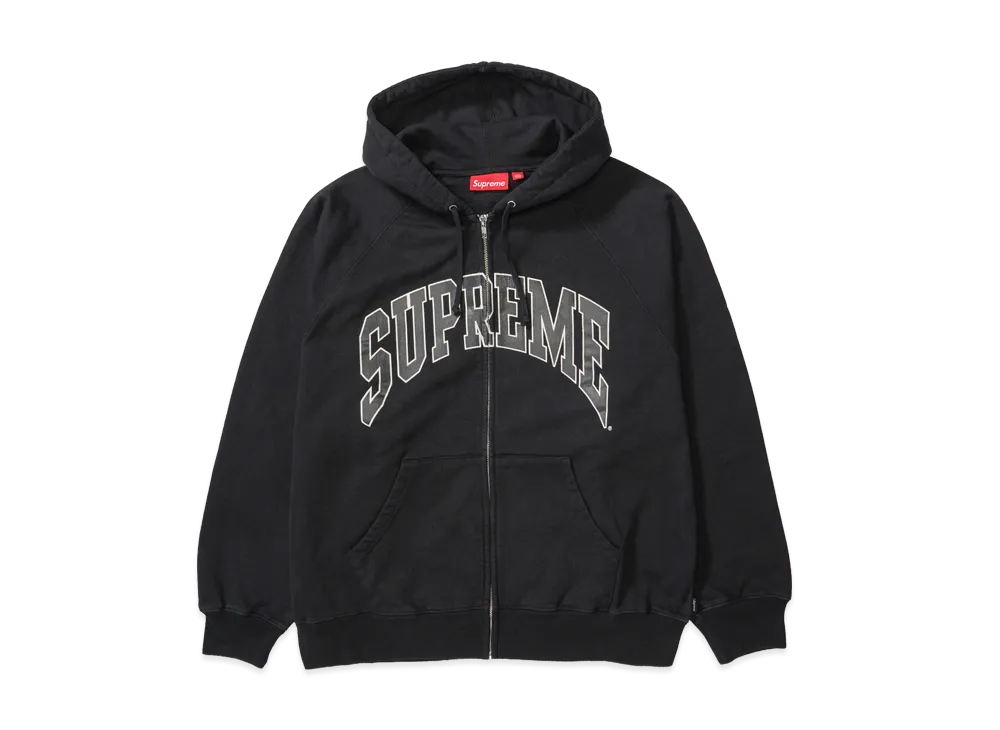 Supreme Cracked Raglan Zip Up Hooded Sweatshirt "Black"