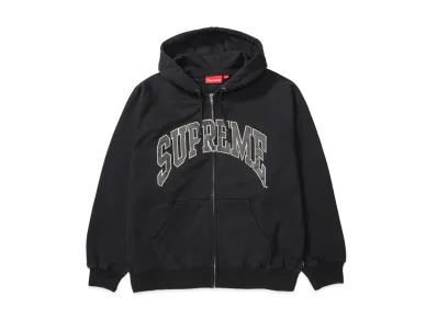 Supreme Cracked Raglan Zip Up Hooded Sweatshirt "Black"