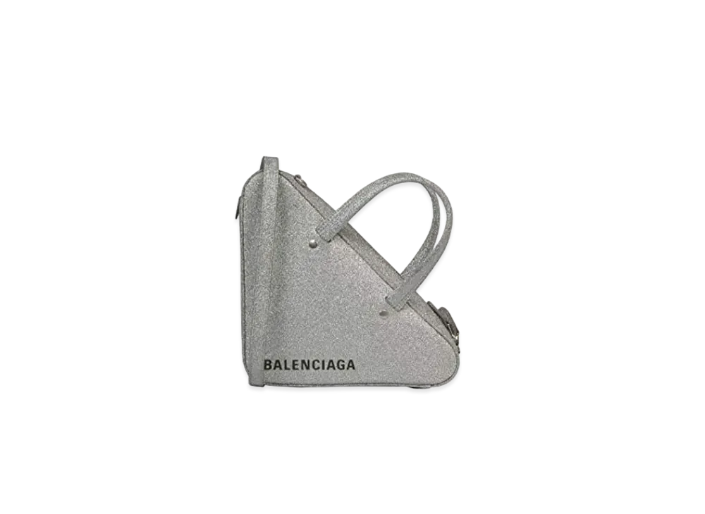 BALENCIAGA Aluminum Extra Small Glossy Triangle Travel Bag "Grey"