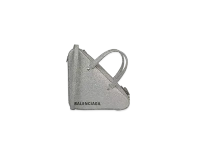 BALENCIAGA Aluminum Extra Small Glossy Triangle Travel Bag "Grey"