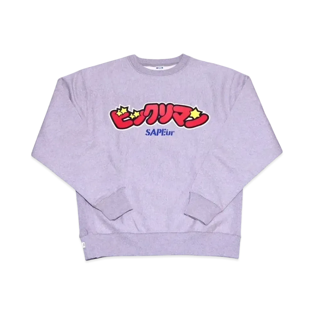サプール x ビックリマン ロゴ クルーネック "グレー"