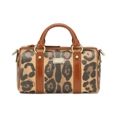 Dolce&Gabbana Duffel Bag Small Crespo Leopard Printed Logo Plate "Multicolor"